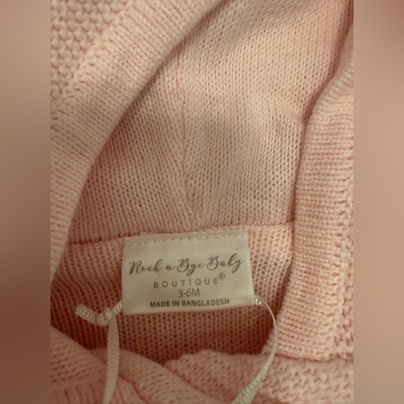 Rock-A-Bye Baby Boutique Pink Now Cardigan Cotton Knit, Size 3-6 Months - Picture 3 of 4